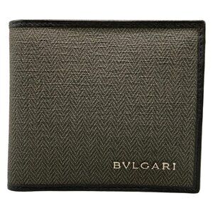 BVLGARI - Gray Black PVC Leather Bifold Wallet